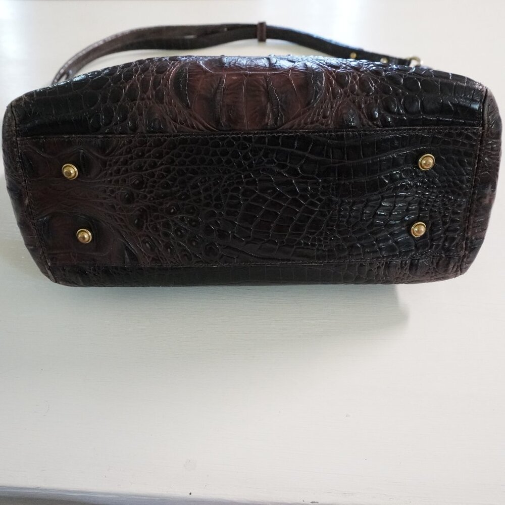 Brahmin Croc-Embossed Satchel in Dark Brown - Picture 5 of 14